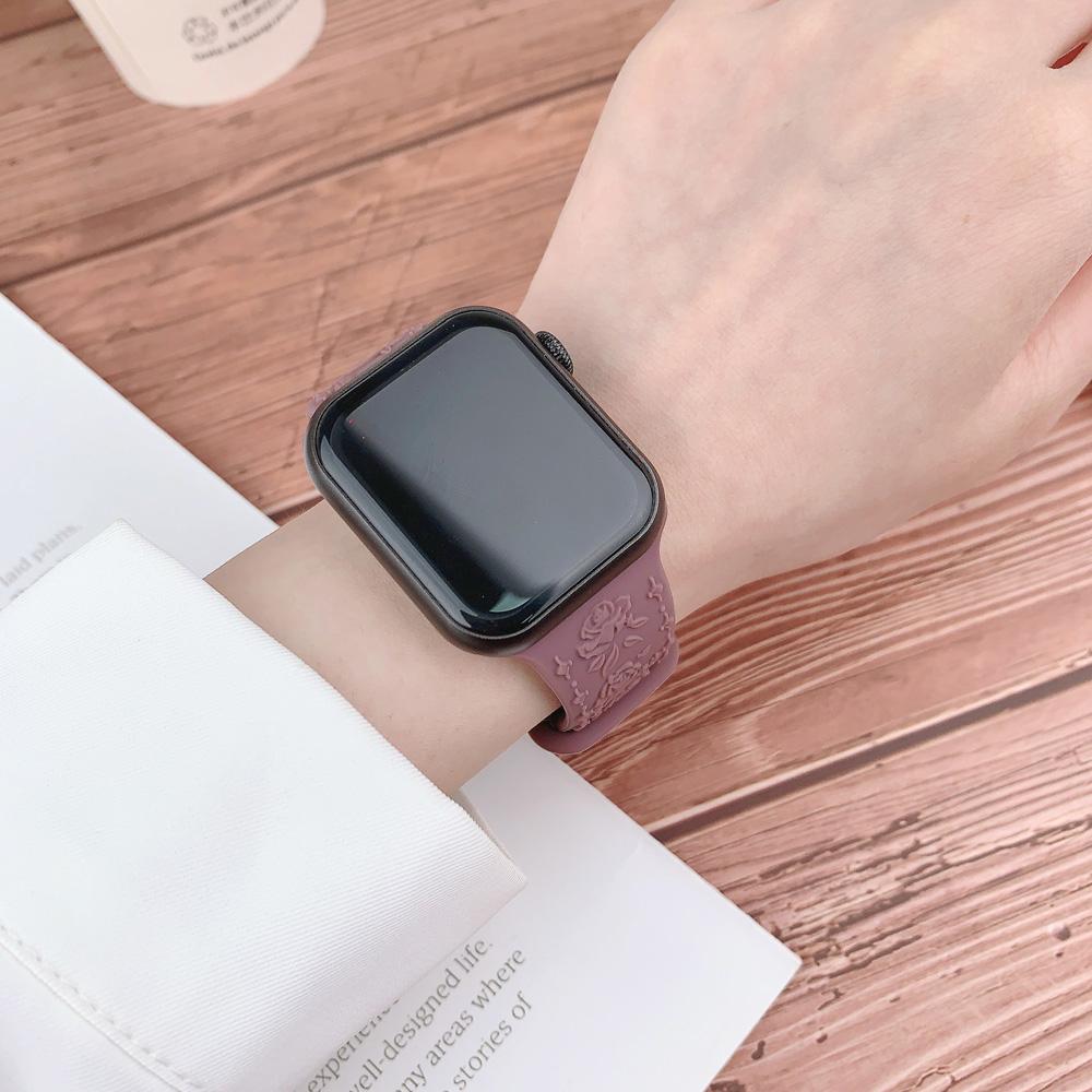 Engraved Strap for Apple watch band 45mm 44mm 42mm 49mm 40mm 41mm Silicone Bracelet Correa iWatch Series 8 9 7 6 5 4 3 Ultra SE
