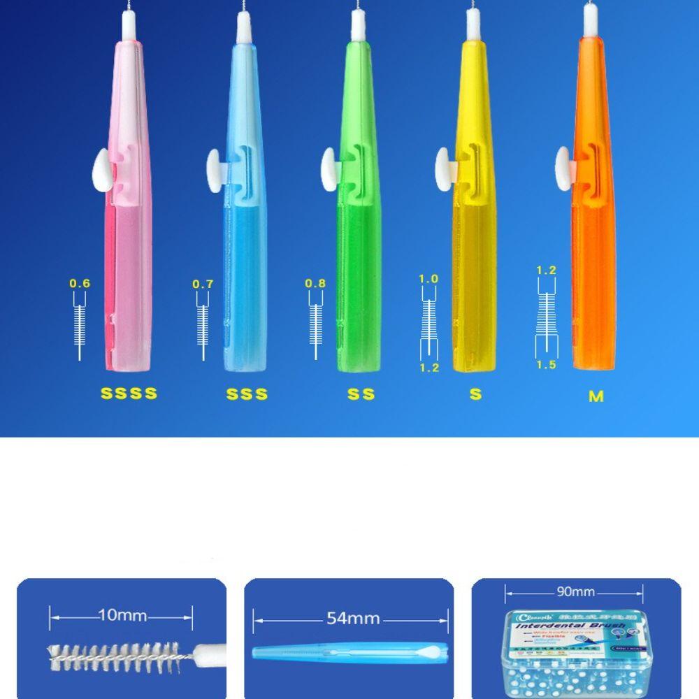 60 Pcs 0.6-1.5mm Toothpicks Push-pull Toothbrush PE Oral Cleaning Tools  Interdental Cleaning