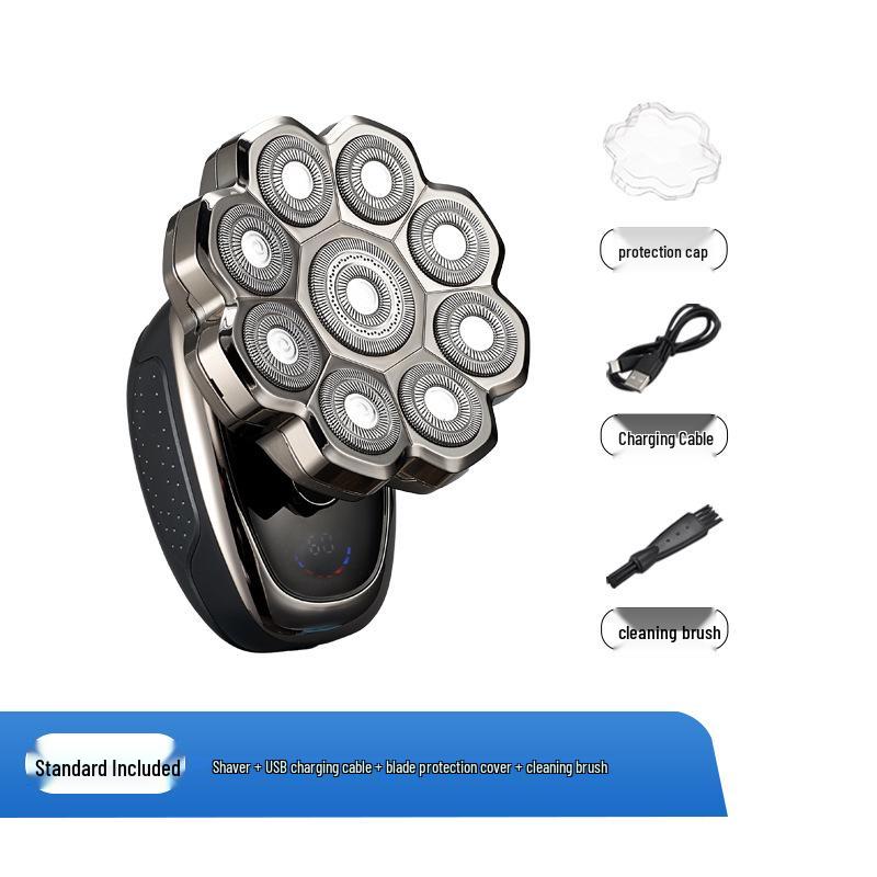 High-Power Waterproof Electric Shaver for Men's Bald Head