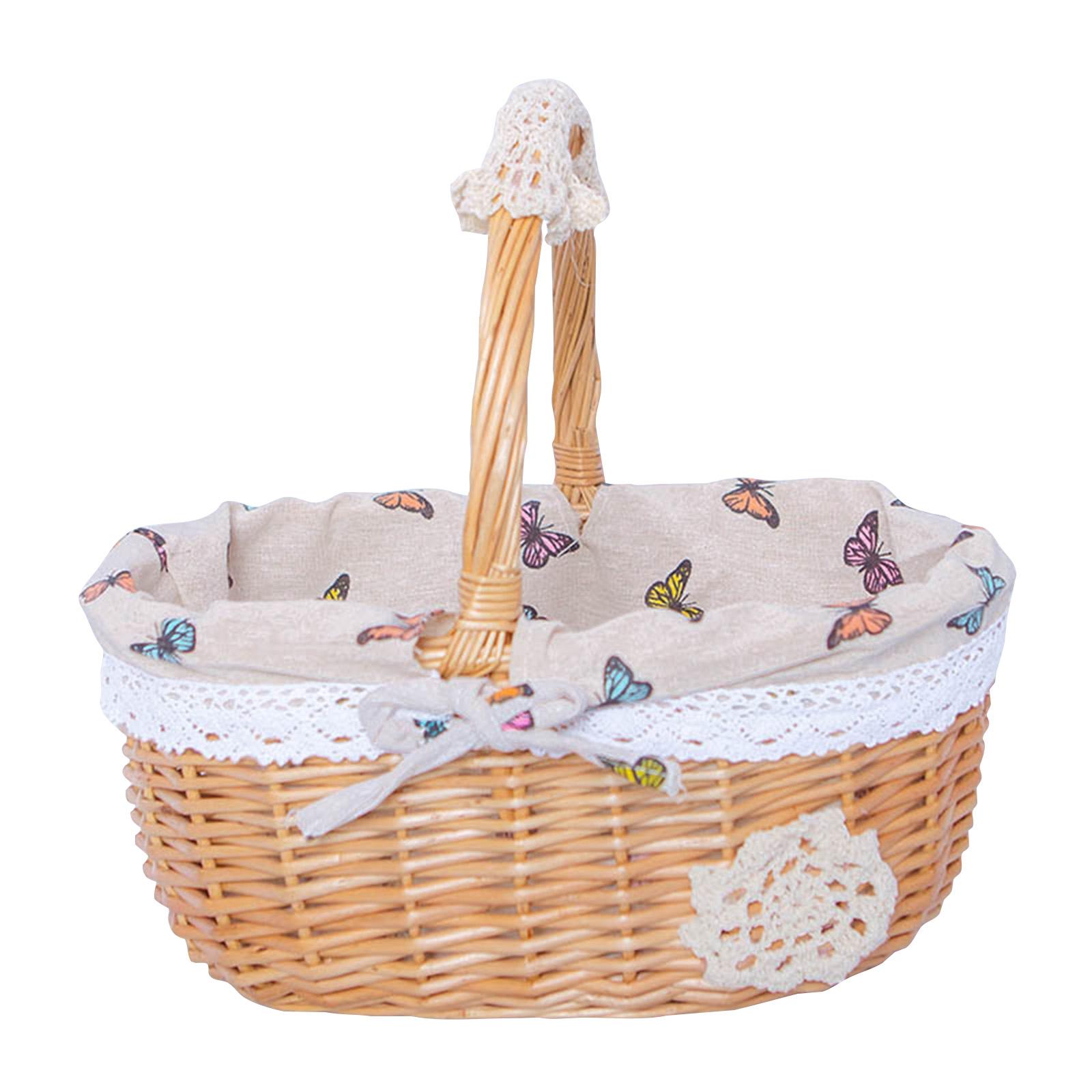 

Woven Basket, Handcrafted Storage Basket With Handles And Linen, Multifunctional Bread And Fruit Container, Ideal For Family Gatherings One Size