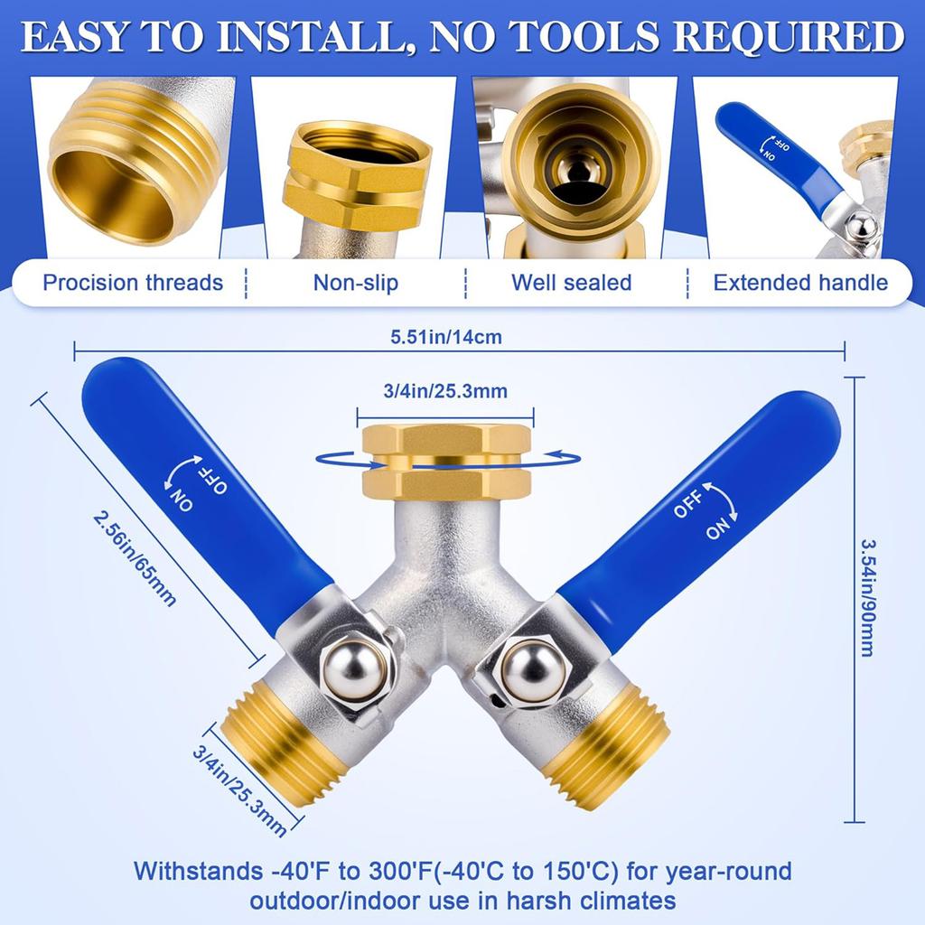 Y Shaped Water Diverter Fitting 2-Way Garden Irrigation Valves Watering Pipe Fitting for Household Plumbing Enduring