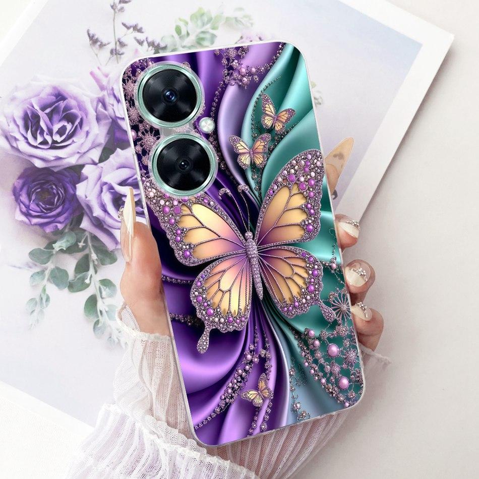 For Huawei Nova 11i Cute Flower Butterfly Cat Painted Case For Huawei Nova11i MAO-LX9 Soft Silicone TPU Phone Cases