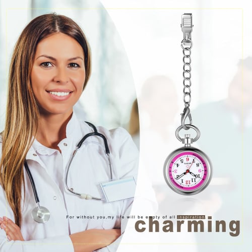 Lancardo Nurse Watch, Short Chain Analog Pocket Watch with Clip, Amazon Keychain, Waterproof Nurse Watch with Pulse Rate Tracker, Men's and Women's Po