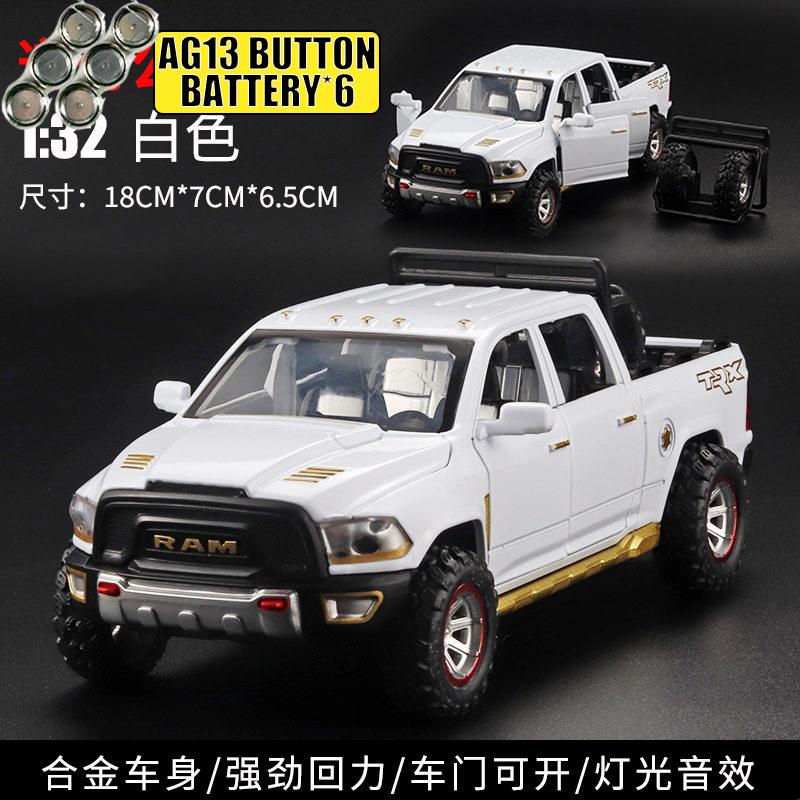 1:32 Dodge Ram TRX Terrängmodifierad Pickupbil Legering Metall Pressgjuten Modellbil Ljud Och Ljus Pull Back Leksak Samlarföremål Gåvor