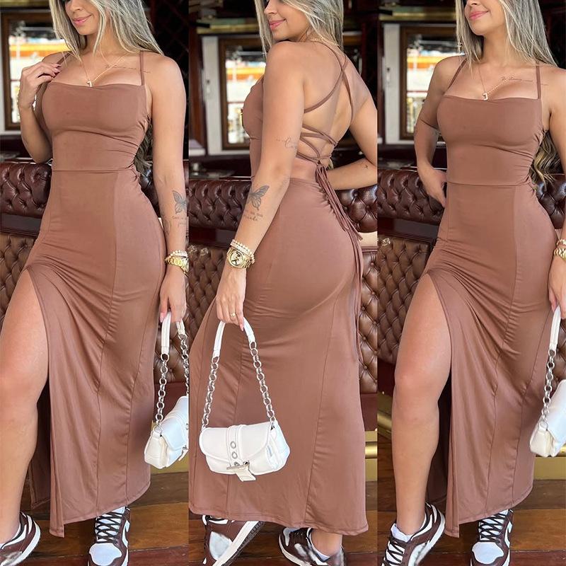Sexy Bandage Dress Elegant Y2K Summer Women Lady Goth Casual Slim Sleeveless Backless Spaghetti Strap Party Dresses