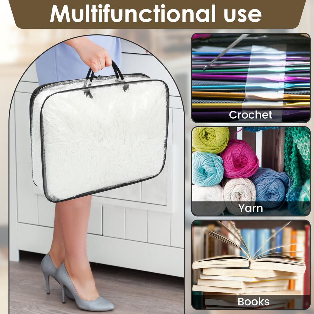 5Pcs Large Toy Storage Bags Reusable Clear PVC Yarn Storage Bag with Handle and Zipper Travel Waterproof Storage Organizer Bags