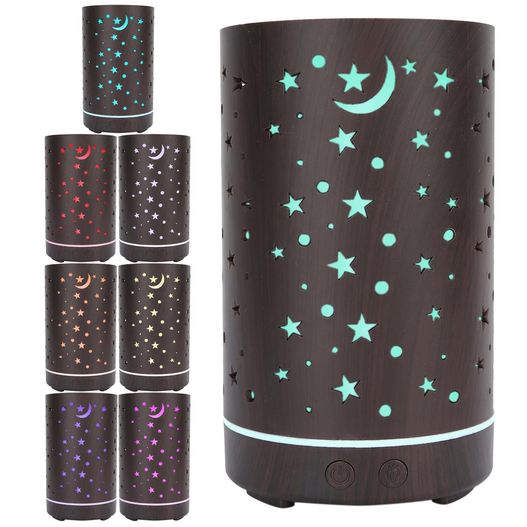 200ml Desktop Hollow Star Pattern Humidifier Aroma Air Diffuser 7 Color Light Humidifier (110‑240V)