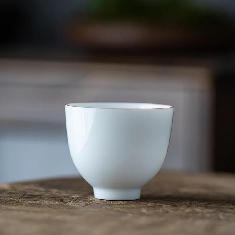 Thin Tire Kung Fu Tea Cup Ceramic Whiteware Single Cup Ceramic Teacup Master Cup Tea Set Small Tea Bowl Ceramic Teacups