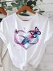 Womens Stylish Graphic Print TShirt Sleeve Crew Neck Vibrant Heart Butterfly Design Fabric Summer Spring Top Aesthetic Clothes