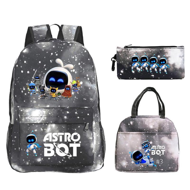 Game Astro bot peripheral printing fashion primary and secondary school students schoolbag three-piece set multi-function large capacity