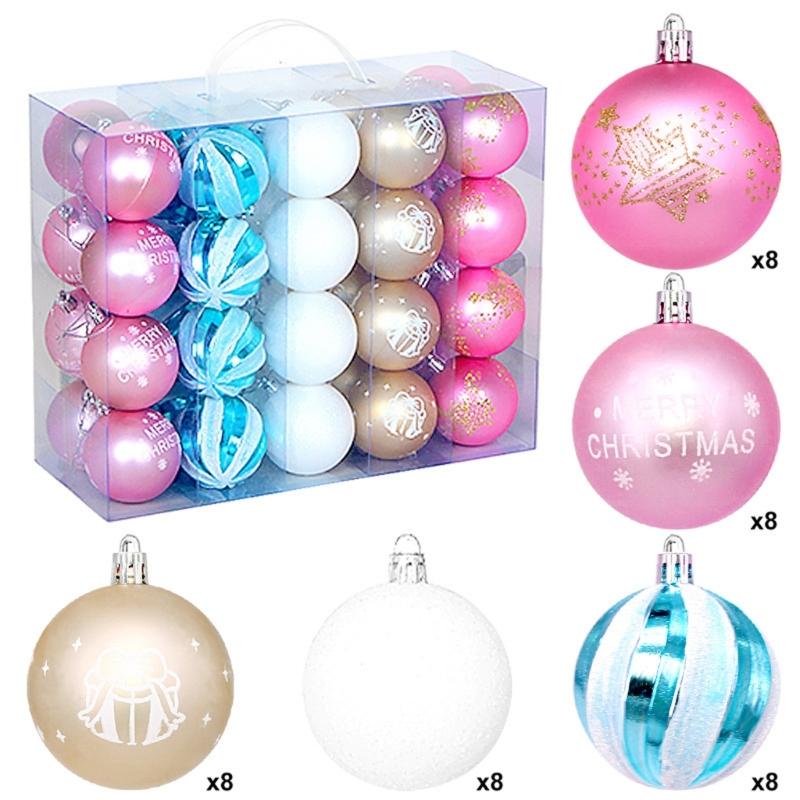 Plastic Christmas Tree Decorations Accessories Colorful Handcrafted Spherical Orbs In Gift Box for Festival Event