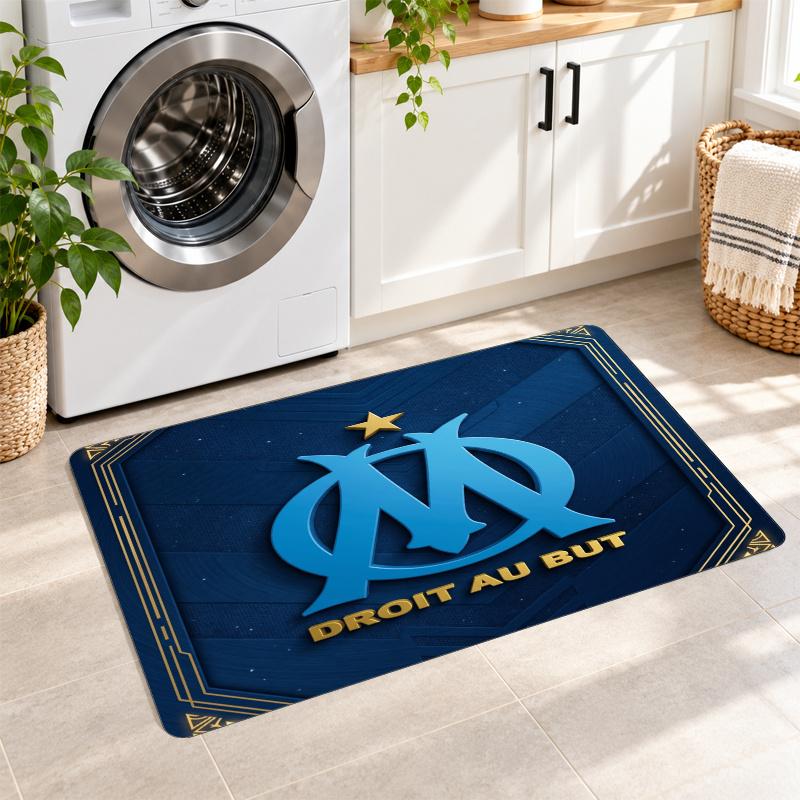 Flannel Kitchen Mat Olympique Lyonnais FC Soft Area Rug Non Slip Floor Carpet Home Decoration
