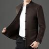 New High-end Men's Tops for Spring and Autumn, Business Casual Men's Clothing, Middle-aged Dad's Coat Stand-up Collar Tang Suit Men