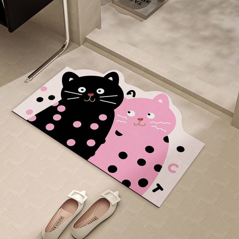 Instagram Style Cute Cat Bathroom Mat Non-slip Absorbent Quick-drying Mat Toilet Shower Room Door Carpet Easy To Care For
