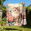1pc Floral Garden Cat Outdoor Blanket - Soft Flannel Cozy for Travel & Camping - All-Season Warm Bed Cover, Machine Washable Yy251229065