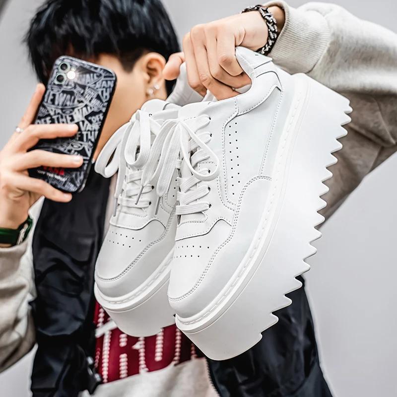 Męskie Sneakersy Gruba Podeszwa Antypoślizgowe Sportowe i Rekreacyjne Modne Męskie Buty Casual Mokasyny Odporne na Zużycie Uniwersalne Okrągły Nosek