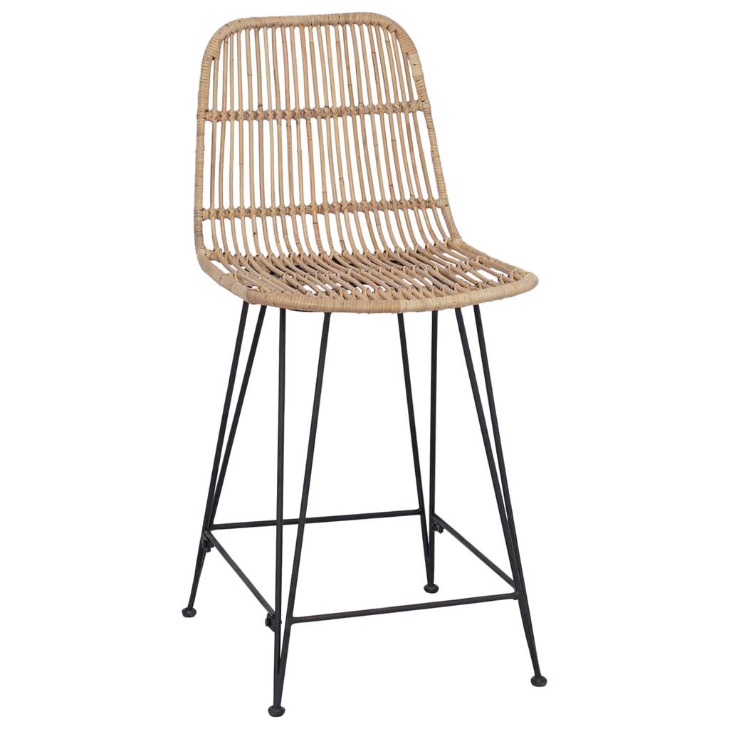 Bar Stool Set of 2 Natural 44 X 54 X 96 Cm Rattan and Steel