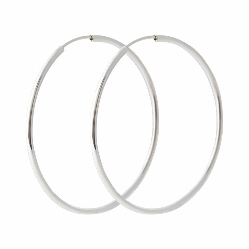 92.5 Sterling Silver Daily Simple Fashion Pipe Ring Silver Earrings 30mm