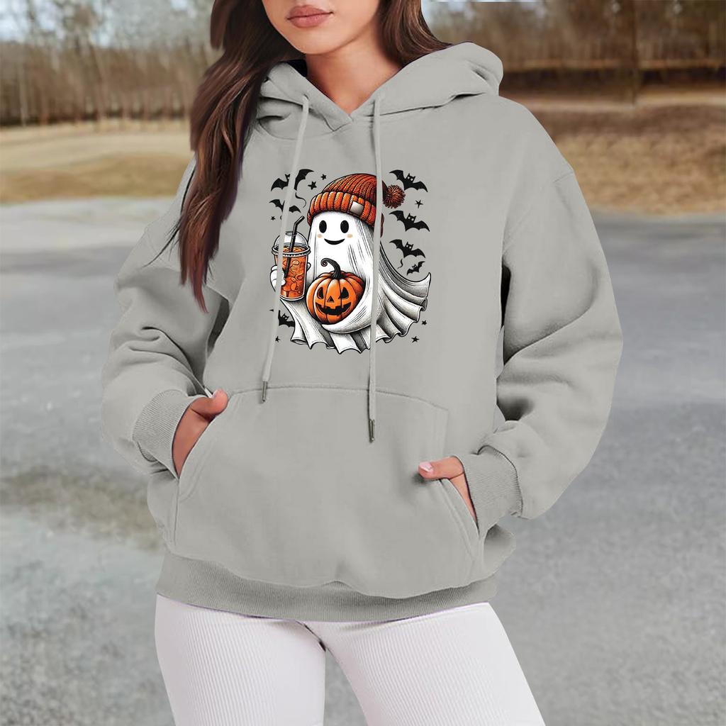 Übergroße Sweatshirts für Damen aus Fleece, Kapuzenpullover, langärmelig, Pullover für den Herbst mit Tasche