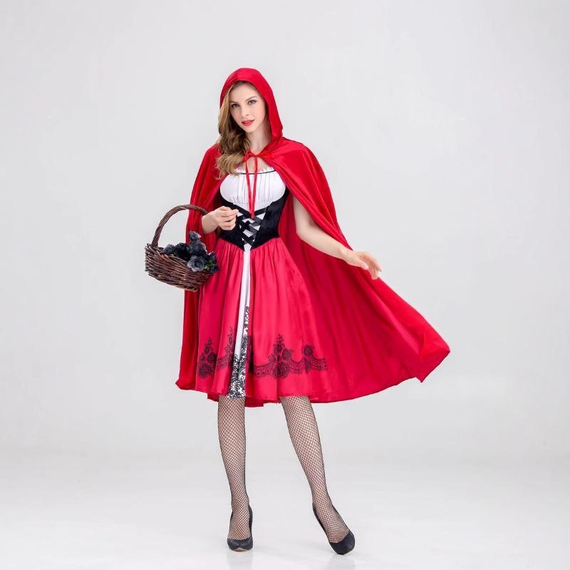 New Little Red Riding Hood Costume, Castle Queen Costume, Halloween, Uniform Adult Cosplay Costume