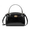 Leather Handbag Crocodile Texture Commuter Shoulder Women's Bag Lock Small Square Bag