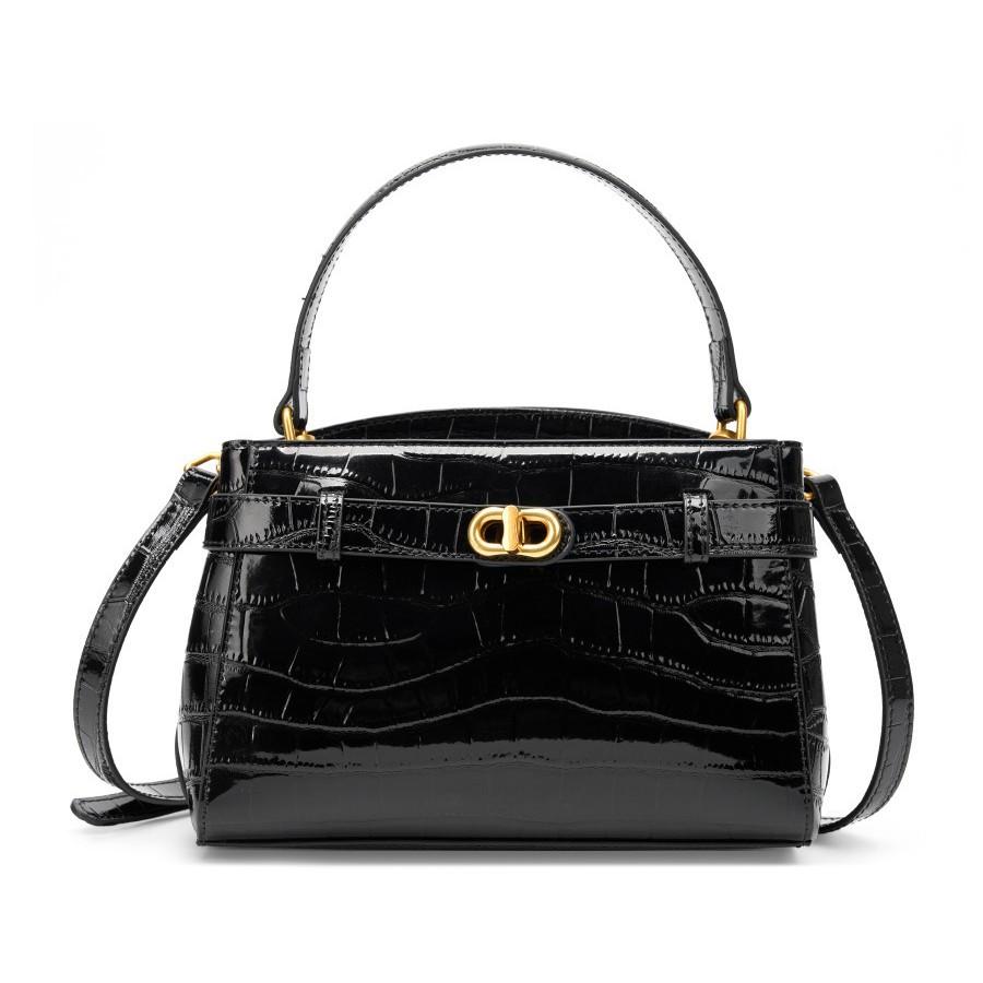 Leather Handbag Crocodile Texture Commuter Shoulder Women's Bag Lock Small Square Bag