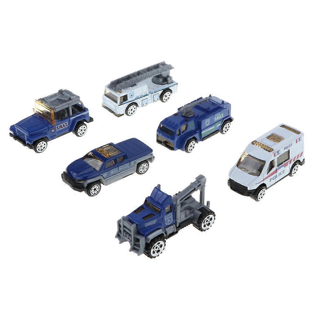 6 Stück Kinder Spielzeug Modell Legierung Druckguss Auto 1:64 Fahrzeugmodelle Set Sammlung Geschenk - Polizeiautos