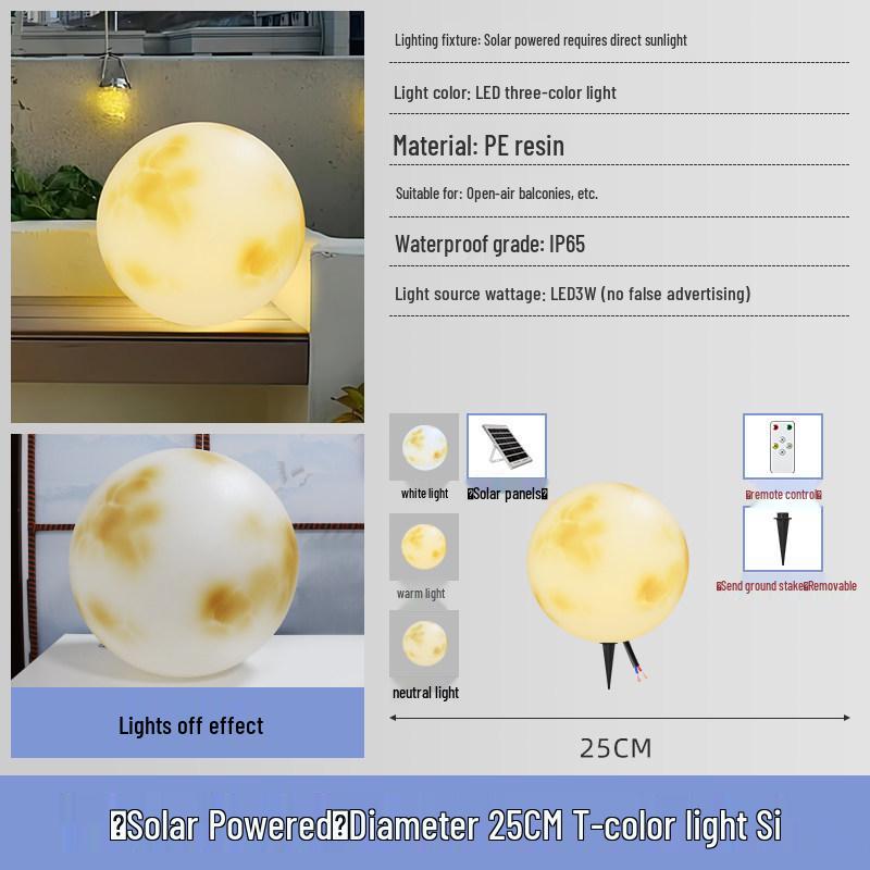 Solar-Powered Outdoor Moon Lamp: Waterproof Atmosphere Light for Gardens, Villas, and Terraces