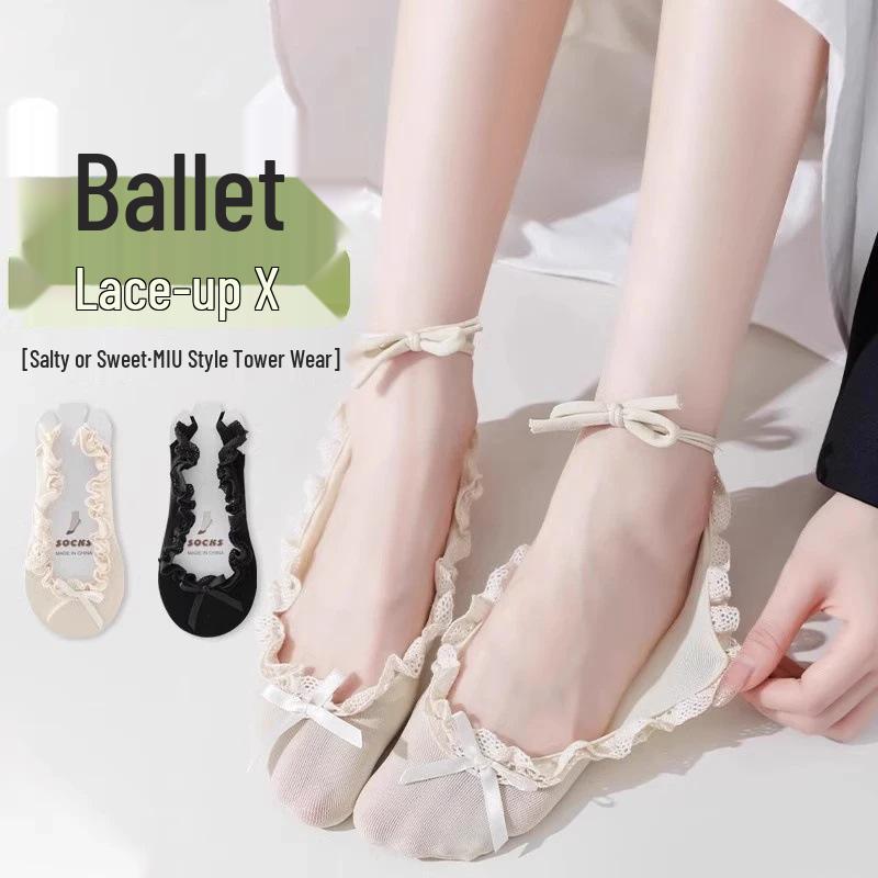 New Arrival: Summer Lace Bow Boat Socks - Japanese Style, Frilly Edge, Ballet Invisible Design