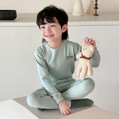 Children's Warm Fleece Base Layer Pajamas Set for Autumn & Winter, Top and Bottoms for Boys & Girls