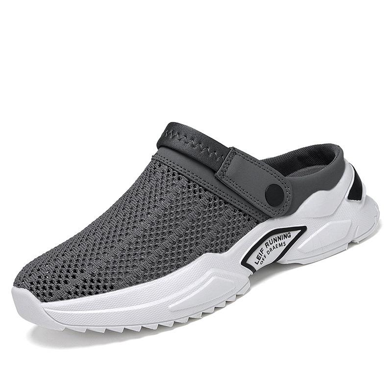 Men's Breathable Mesh Mule Sneakers Lightweight Slip-On Casual Shoes with Adjustable Strap for Outdoor Daily Wear