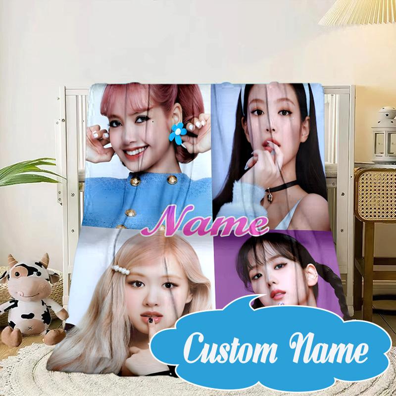 Custom Name Kpop Group Fashion Blanket bed sofa Blanket Flannel Blanket for Camping, Hiking, Picnic Essentials,gift for Fan family
