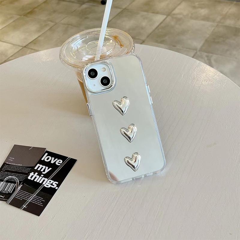 

Applicable To Iphone16Promax Mobile Phone Case Apple 17 Mirror 14 Portable Makeup Mirror 13 Love Light Luxury Niche iPhone 7/8/SE 2020