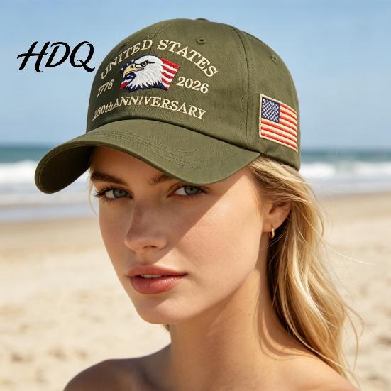 Memorial Day Baseball Cap Cap Vintage Worn Style Washed Denim Hat 250th Anniversary 1776-2026 Embroidered Patriotic Dad Adjustable Breathable