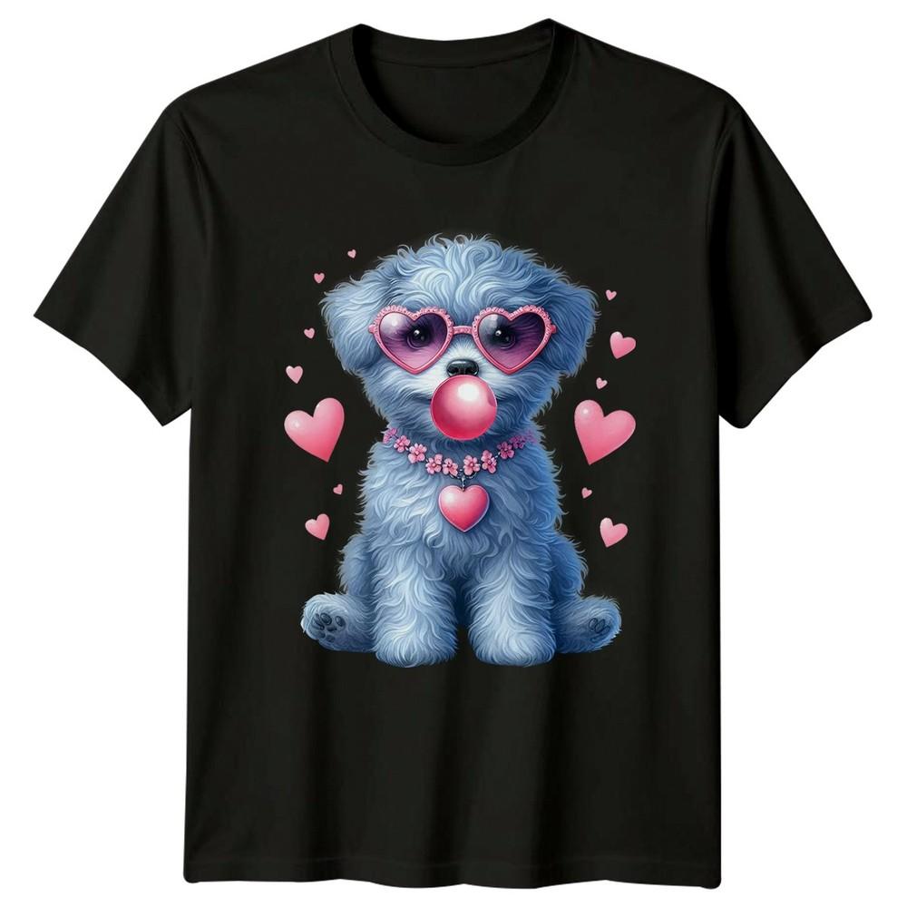 Puppy Dog Heart Sunglasses Bubblegum Animals Dogs Unisexs TShirt Tee Valentines Day