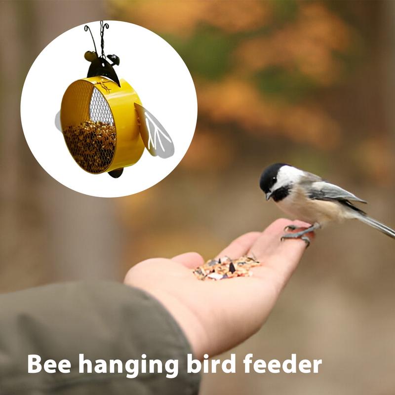 Bird Feeders For Outdoors Bee Shape Solar Large Capacity Iron Small Animals Feeder Hangable Funny Feeding Supplies With Chain