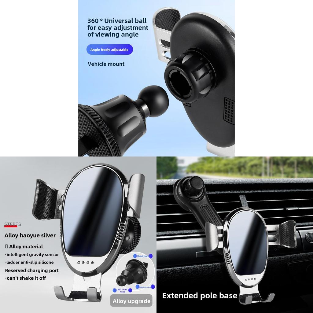 Vehicle Air Vent Phone Holder With Metal Hook And Extendable Arm For Car Navigation