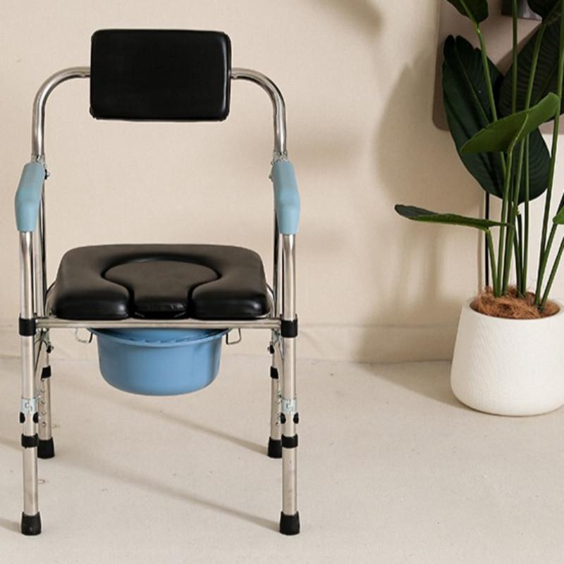 Multifunctional Stainless Steel Toilet Chair Adjustable Height Household Bathroom Shower Chair Elderly Toilet Seat
