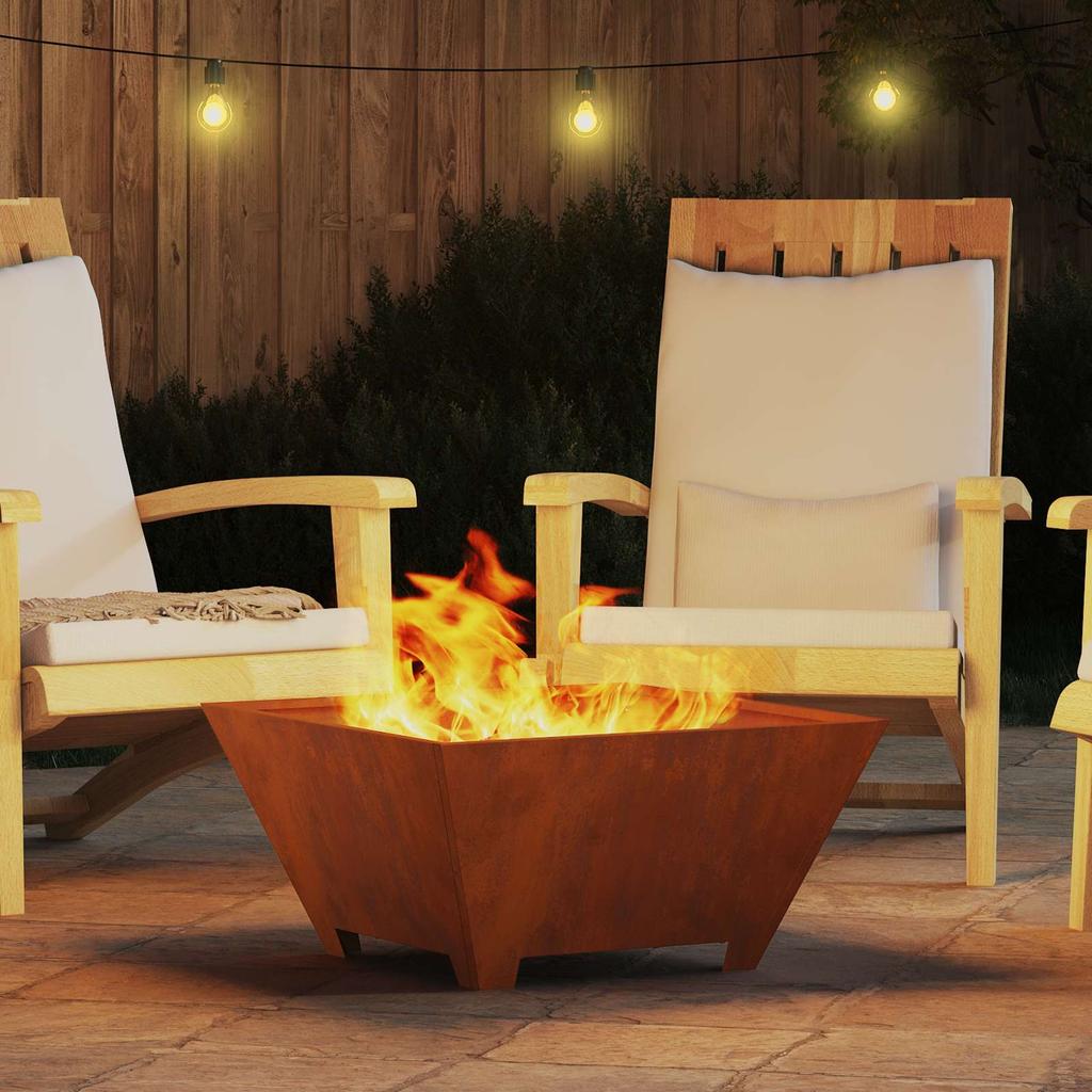 Fire Pit Brown 60 X 60 X 30 Cm Weathering Steel