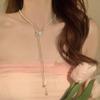 Sweet Premium Pearl Splicing Butterfly Tassel Pearl Necklace Female Pulling Adjustable Fashion Summer Collarbone Chain