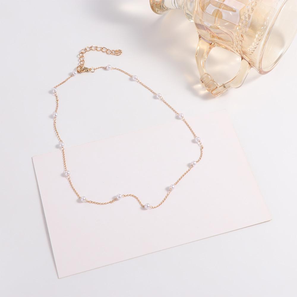 Bead Chain Pearl Choker Necklace Korean Style Short Clavicle Necklace Women's Neck Chain  Ladies