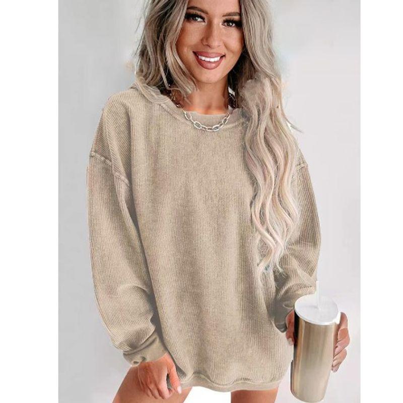 Fall and Winter New Arrival Student Crew Neck Loose Pullover Pure Color Drop-Shoulder Long-Sleeve Casual Mid Length Long Length Sweatshirt Outwear