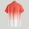Men's Loose Blouse Breathable Short Sleeve Turn-Down Collar Gradient Shirt