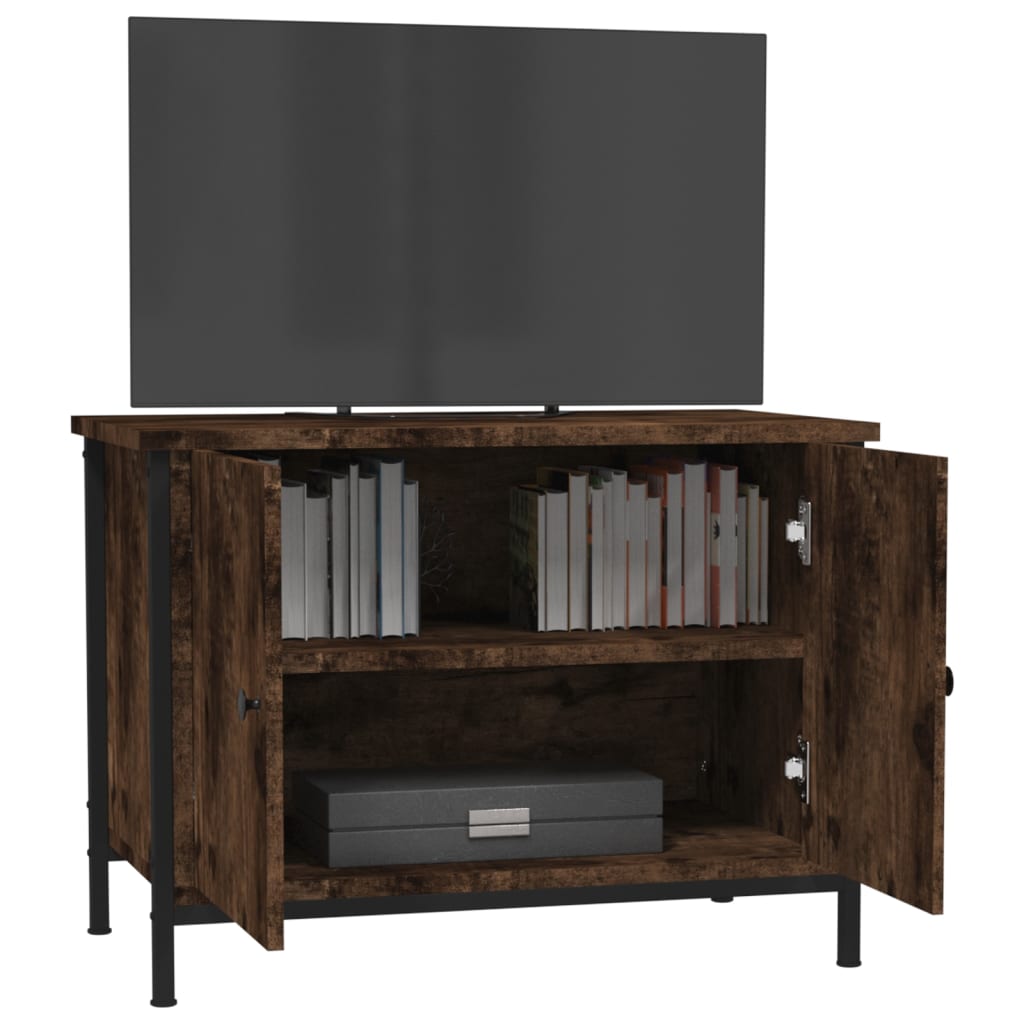 TV Cabinet with Doors Smoked Oak Finish 60 x 35 x 45 cm Engineered Wood