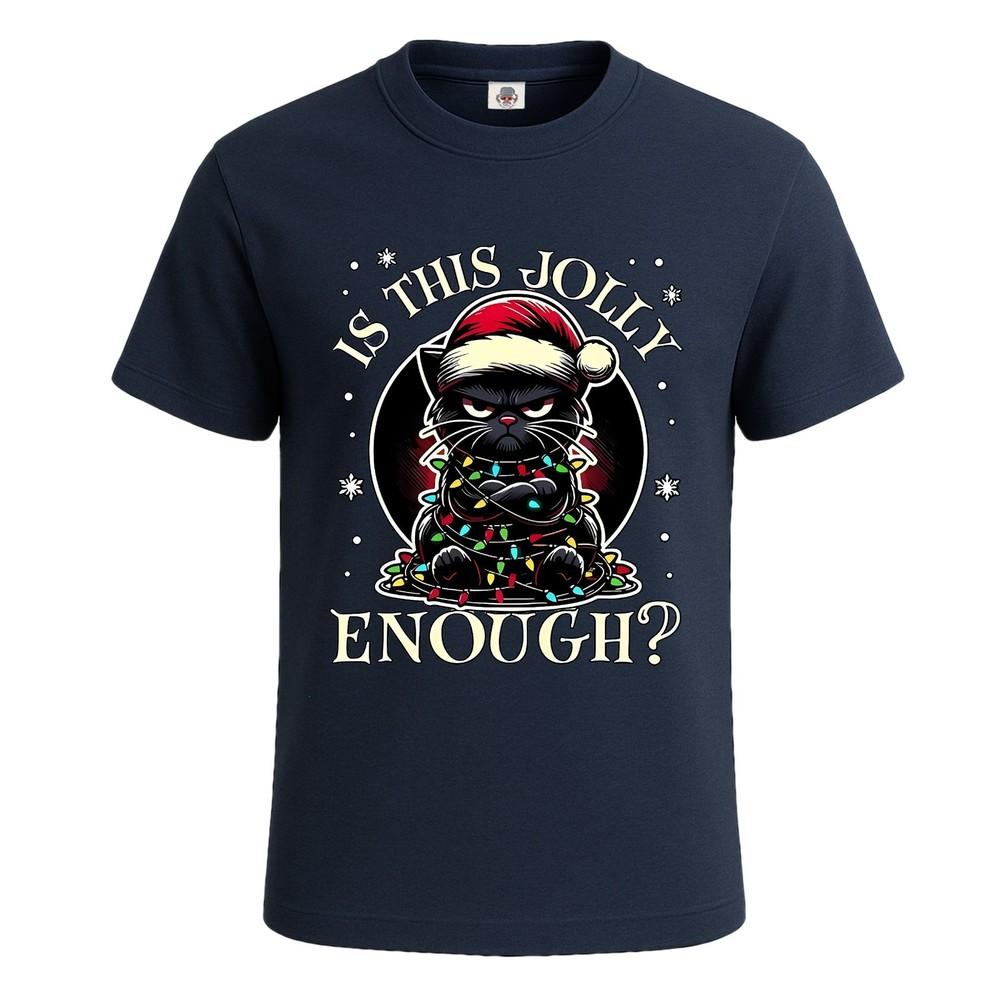 Is this jolly enough black cat merry christmas tree mens tshirt joke tee top 2XL