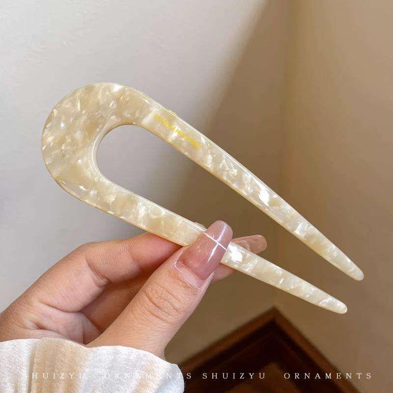 Elegantní 14cm acetátová U-sponka do vlasů pro dámské drdolové účesy - špičková denní pokrývka hlavy