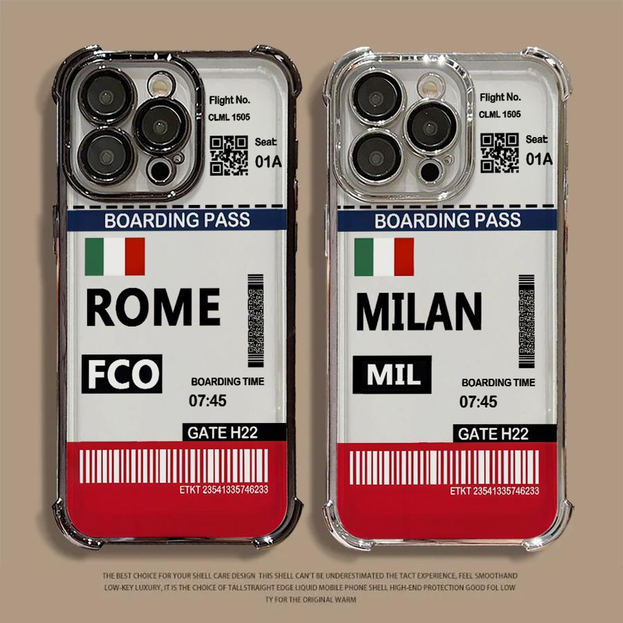 Hot Air Rome Label Case for Apple iPhone 17 Air 16 15 14 Plus 13 12 11 Pro Max 16e Clear Cover
