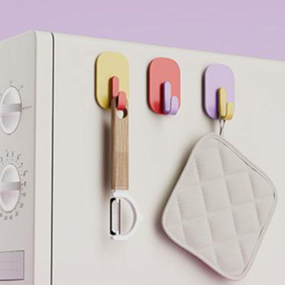 4Pcs Reusable Refrigerator Magnets Hooks Plastic Key Towel Storage Holder Magnetic Hook Entry Door