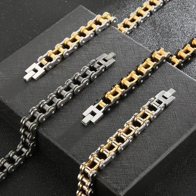 Pulsera de bicicleta para hombre de acero de titanio de 13 mm con galvanoplastia al vacío, estilo coreano, estilo hip hop, estilo motero callejero