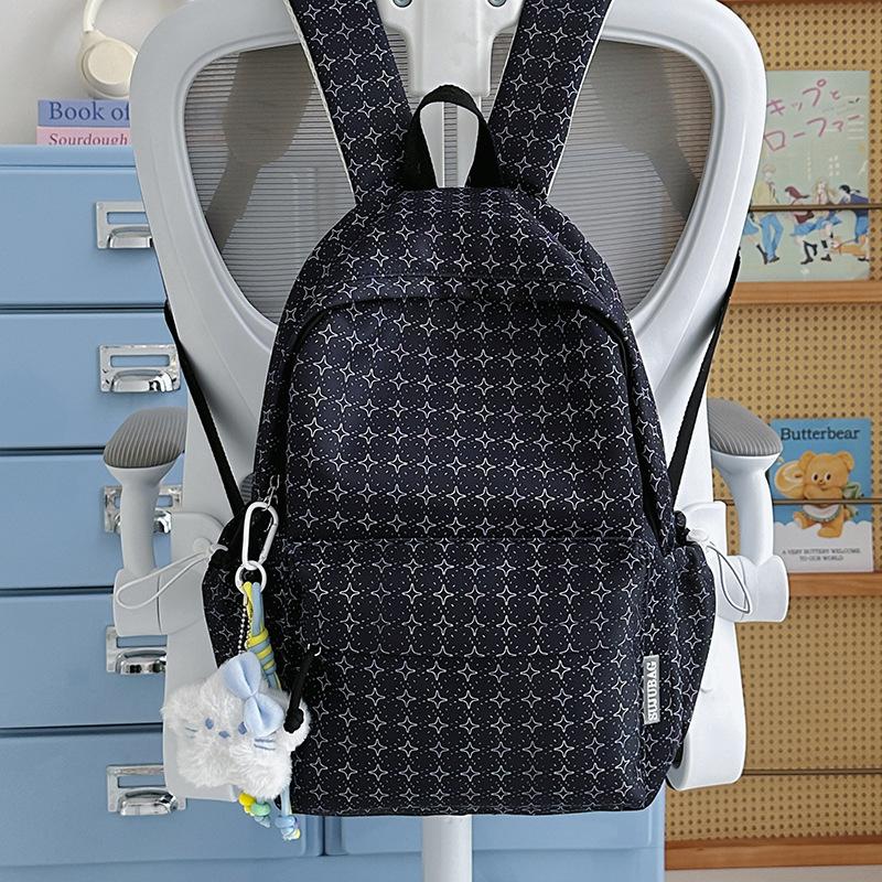 Schoolbag new backpack simple embroidery messenger bag large capacity student schoolbag lightweight multi-layer college student computer bag